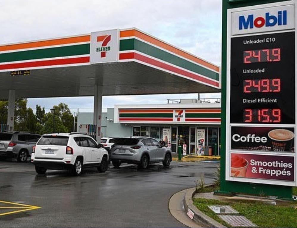 Fuel price board at a petrol station showing unleaded and diesel prices.